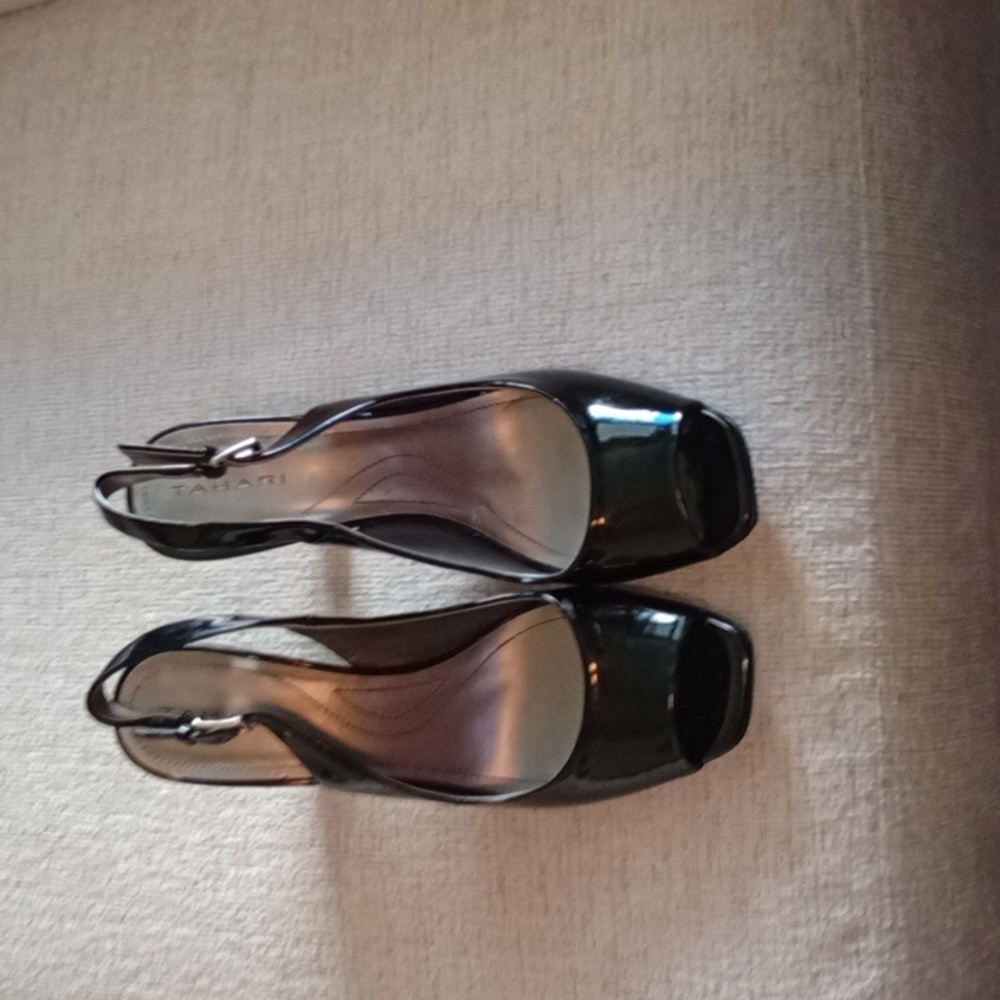 Black patent leather Tahari 3 inch heels
